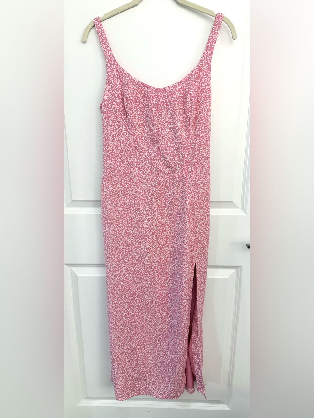 Abercrombie & Fitch Pink Floral Slit Midi Dress Small - Picture 4 of 7